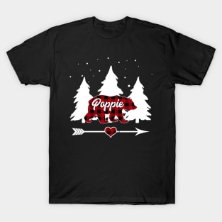 Poppie Bear Buffalo Plaid Christmas Matching Family Pajama T-Shirt